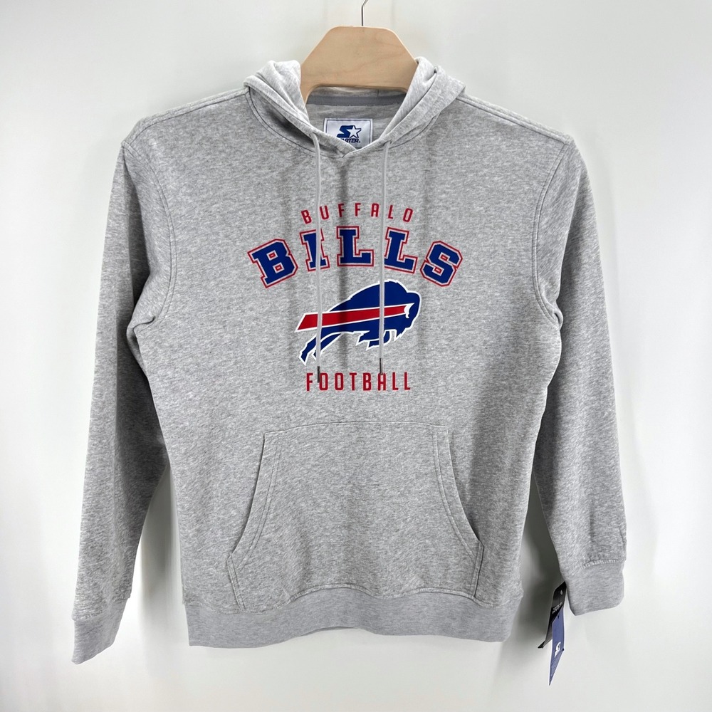 Starter Buffalo Bills Football Hoodie Size L Cotton Blend Gray Gameday Apparel